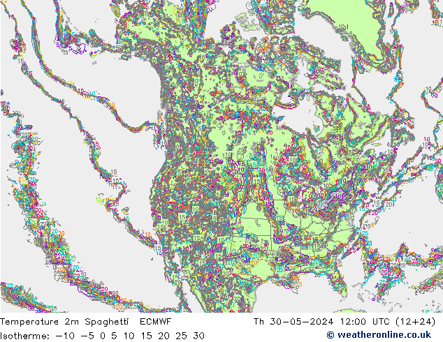 Temperaturkarte Spaghetti ECMWF Do 30.05.2024 12 UTC