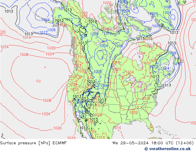 Yer basıncı ECMWF Çar 29.05.2024 18 UTC