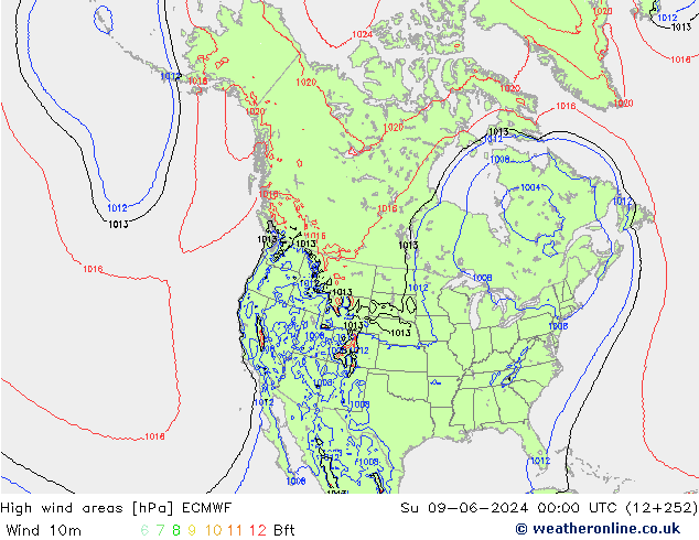 High wind areas ECMWF Dom 09.06.2024 00 UTC