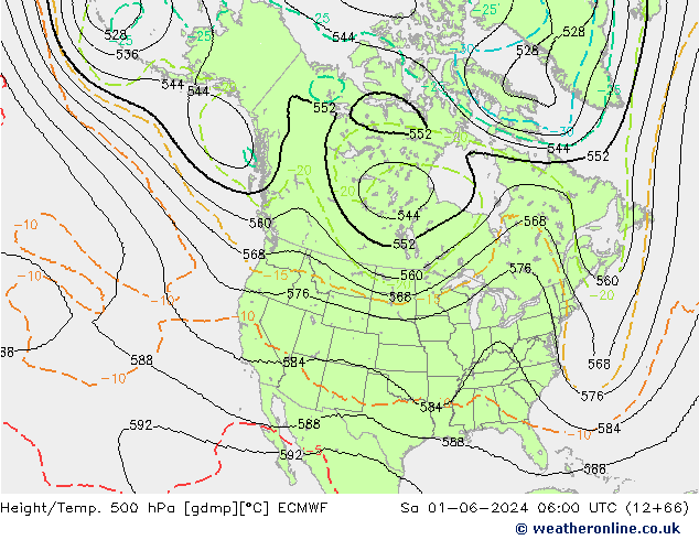 Height/Temp. 500 hPa ECMWF So 01.06.2024 06 UTC