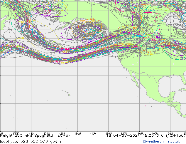 Height 500 hPa Spaghetti ECMWF Tu 04.06.2024 18 UTC