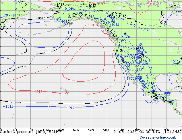 pressão do solo ECMWF Qui 13.06.2024 00 UTC