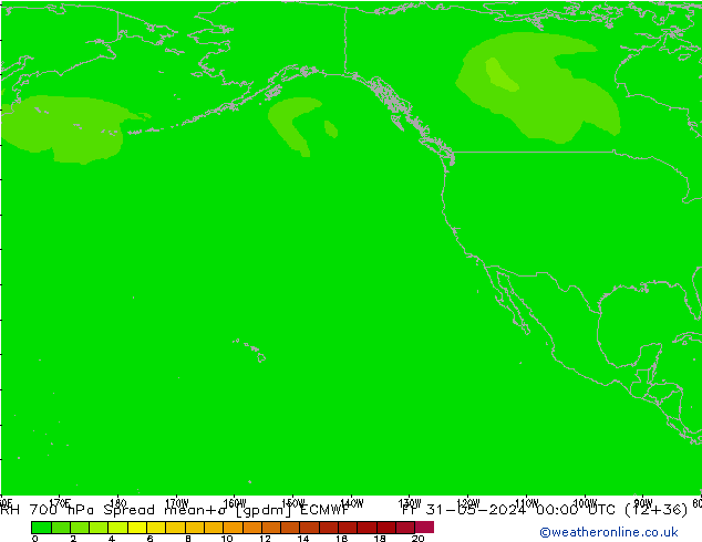 RH 700 hPa Spread ECMWF ven 31.05.2024 00 UTC