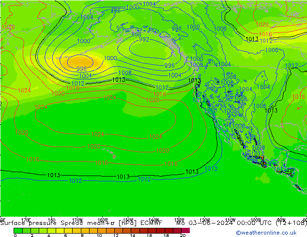Bodendruck Spread ECMWF Mo 03.06.2024 00 UTC