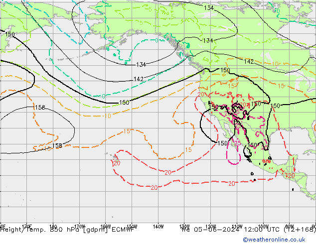 Yükseklik/Sıc. 850 hPa ECMWF Çar 05.06.2024 12 UTC