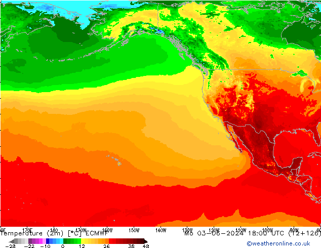 Temperature (2m) ECMWF Po 03.06.2024 18 UTC