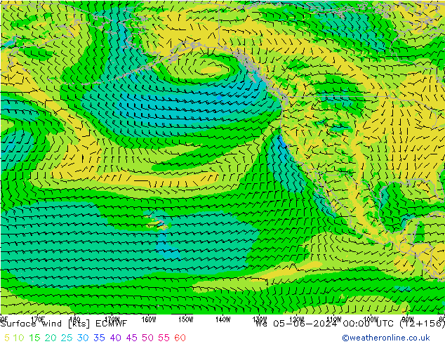 Vento 10 m ECMWF mer 05.06.2024 00 UTC