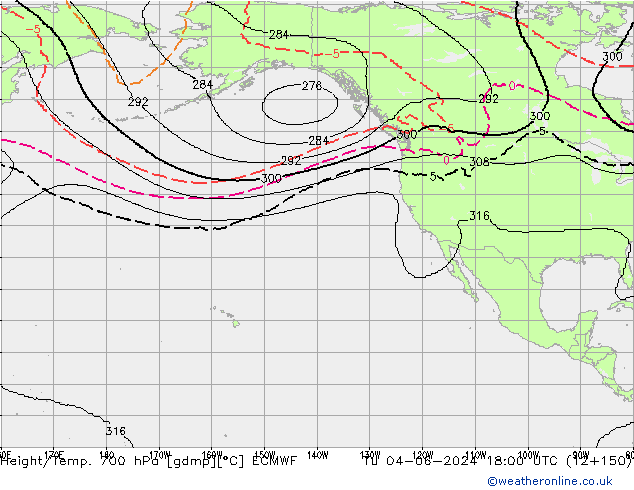 Height/Temp. 700 hPa ECMWF Ter 04.06.2024 18 UTC