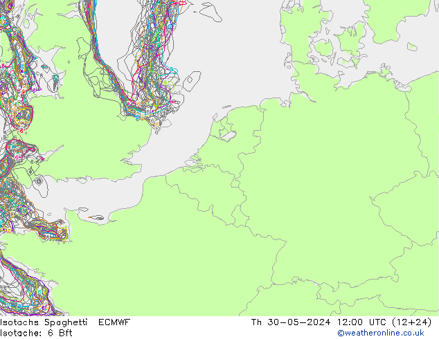 Isotachs Spaghetti ECMWF Th 30.05.2024 12 UTC