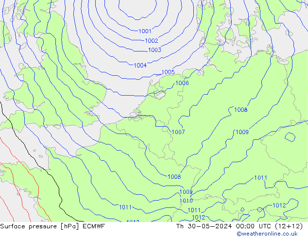 Surface pressure ECMWF Th 30.05.2024 00 UTC