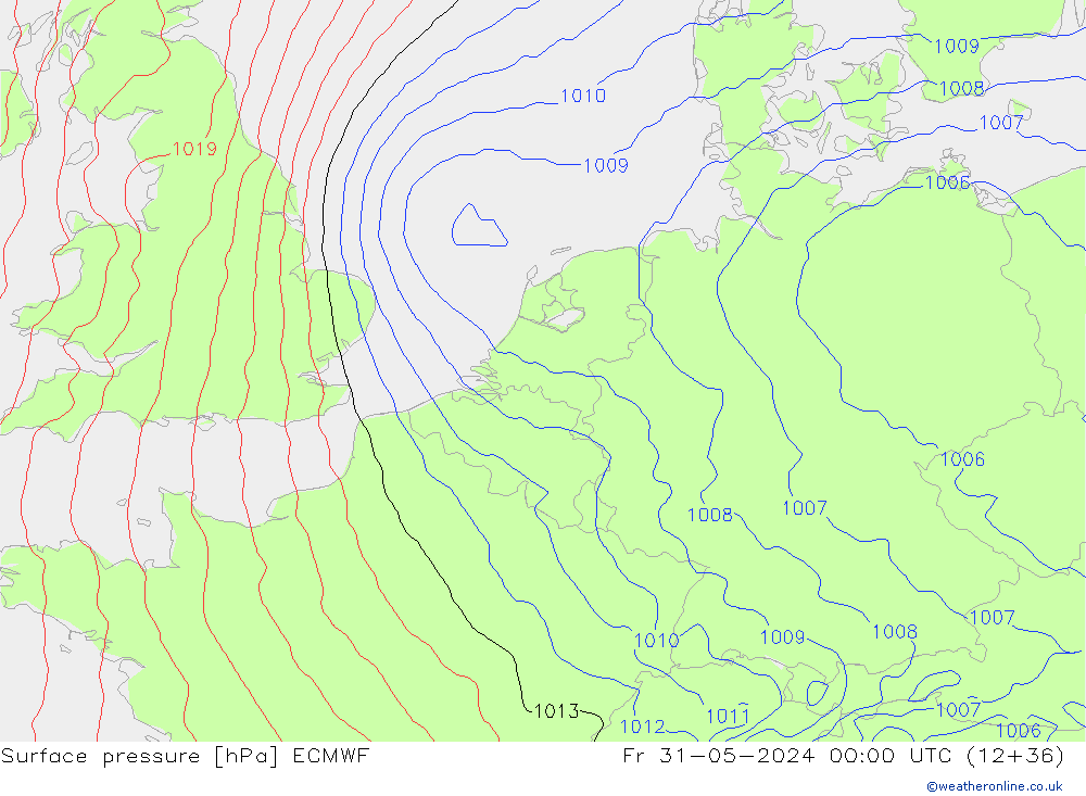 Atmosférický tlak ECMWF Pá 31.05.2024 00 UTC