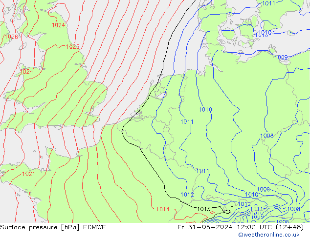 Surface pressure ECMWF Fr 31.05.2024 12 UTC