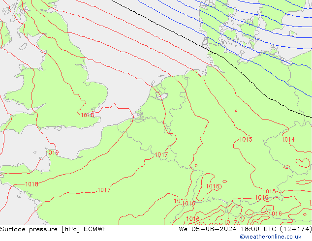 Surface pressure ECMWF We 05.06.2024 18 UTC