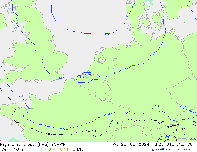 High wind areas ECMWF Qua 29.05.2024 18 UTC