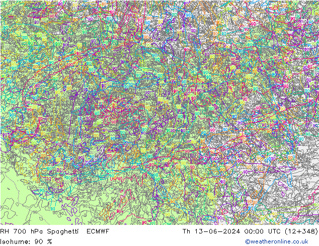 RV 700 hPa Spaghetti ECMWF do 13.06.2024 00 UTC
