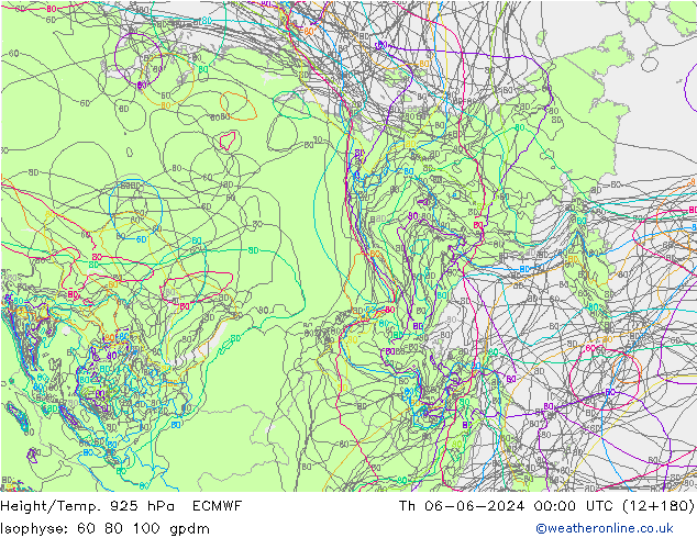 Height/Temp. 925 hPa ECMWF gio 06.06.2024 00 UTC