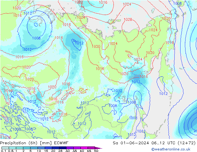 Yağış (6h) ECMWF Cts 01.06.2024 12 UTC