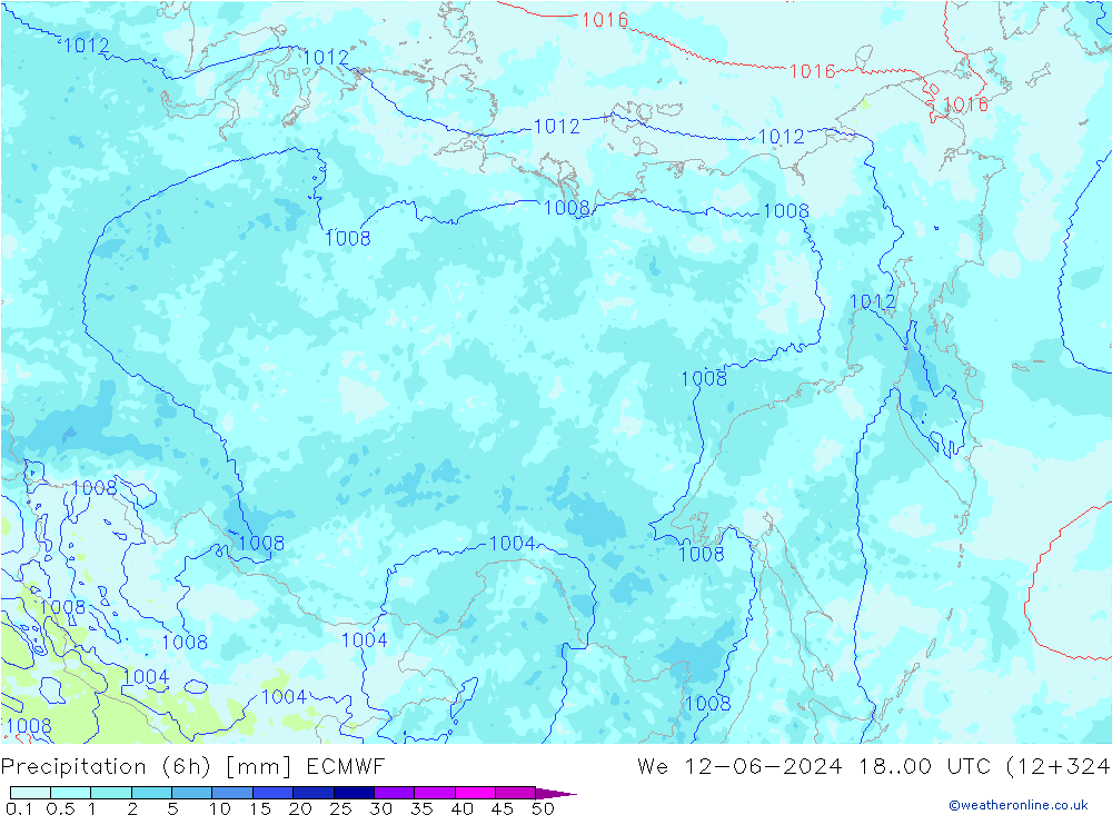 Yağış (6h) ECMWF Çar 12.06.2024 00 UTC