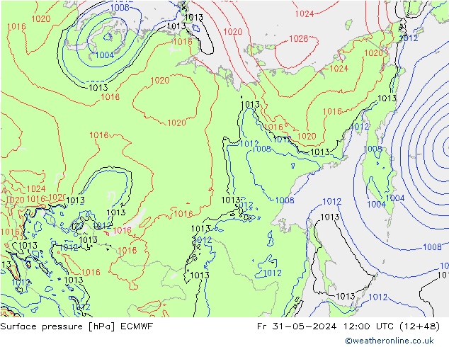 Pressione al suolo ECMWF ven 31.05.2024 12 UTC