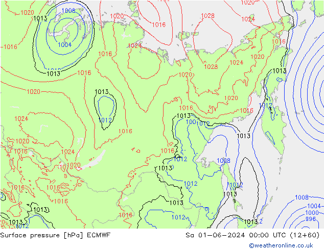 ciśnienie ECMWF so. 01.06.2024 00 UTC