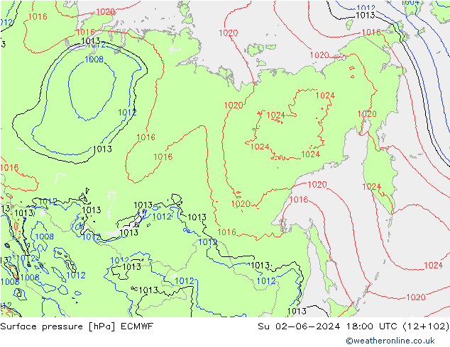 Surface pressure ECMWF Su 02.06.2024 18 UTC