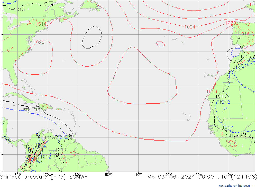 pressão do solo ECMWF Seg 03.06.2024 00 UTC