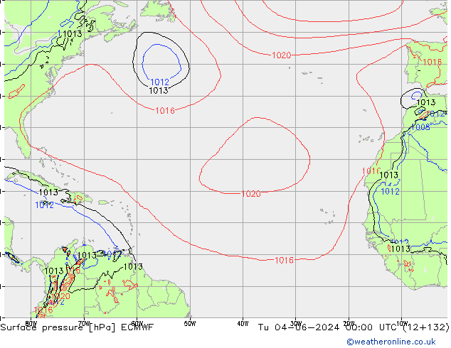 pressão do solo ECMWF Ter 04.06.2024 00 UTC