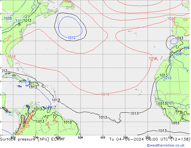 Pressione al suolo ECMWF mar 04.06.2024 06 UTC