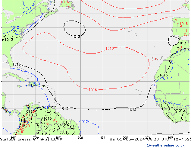 Presión superficial ECMWF mié 05.06.2024 06 UTC