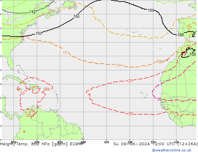 Height/Temp. 850 hPa ECMWF  09.06.2024 12 UTC