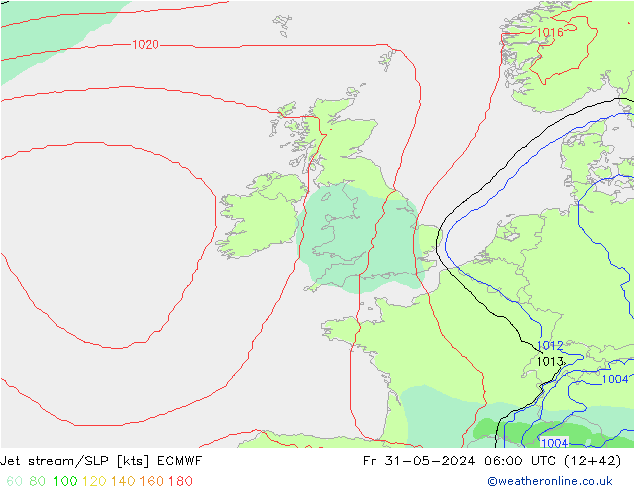 Jet stream/SLP ECMWF Fr 31.05.2024 06 UTC