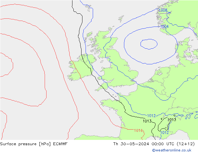 pressão do solo ECMWF Qui 30.05.2024 00 UTC