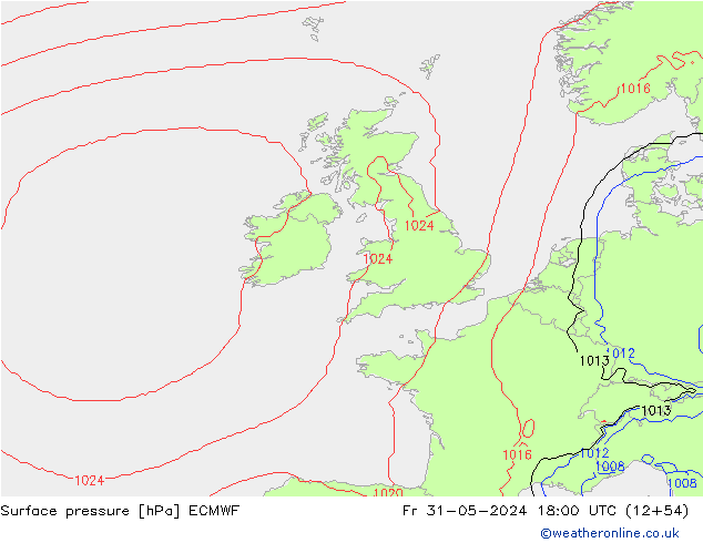 Pressione al suolo ECMWF ven 31.05.2024 18 UTC