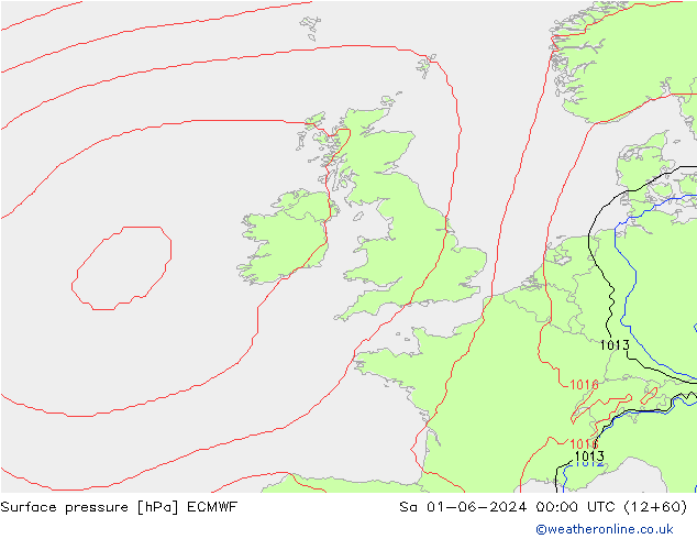 Atmosférický tlak ECMWF So 01.06.2024 00 UTC