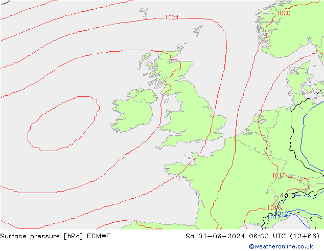 приземное давление ECMWF сб 01.06.2024 06 UTC