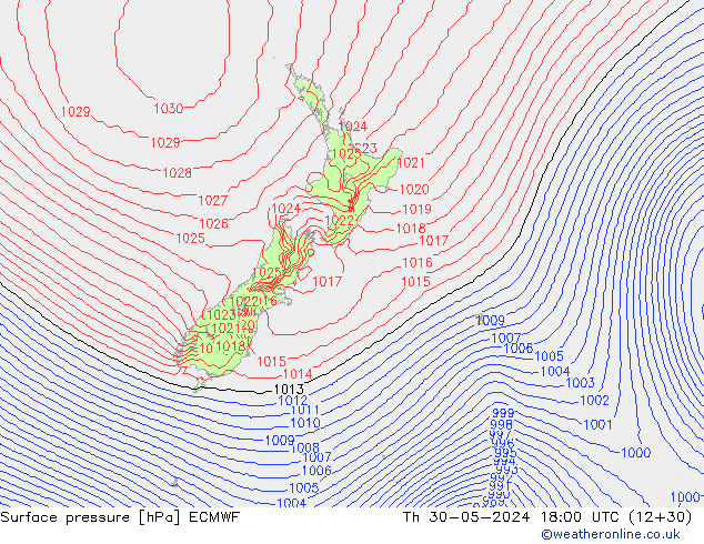 Luchtdruk (Grond) ECMWF do 30.05.2024 18 UTC