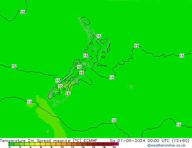Sıcaklık Haritası 2m Spread ECMWF Cts 01.06.2024 00 UTC
