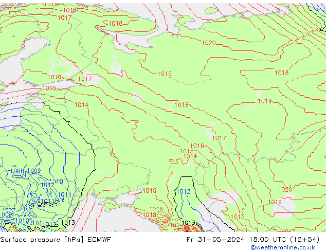 Luchtdruk (Grond) ECMWF vr 31.05.2024 18 UTC