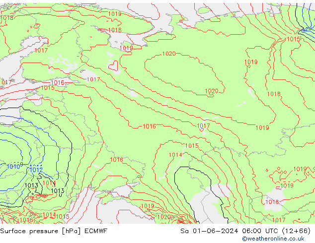 Surface pressure ECMWF Sa 01.06.2024 06 UTC