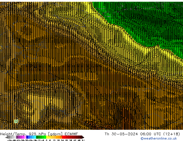 Height/Temp. 925 hPa ECMWF Čt 30.05.2024 06 UTC