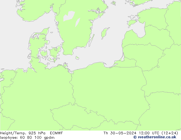 Hoogte/Temp. 925 hPa ECMWF do 30.05.2024 12 UTC