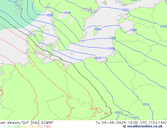 Jet Akımları/SLP ECMWF Sa 04.06.2024 12 UTC