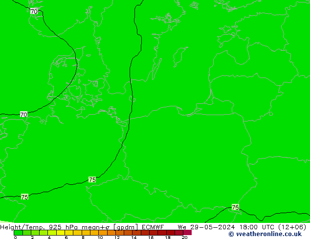 Hoogte/Temp. 925 hPa ECMWF wo 29.05.2024 18 UTC