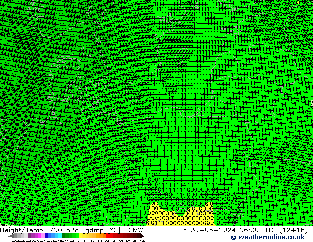 Height/Temp. 700 hPa ECMWF Qui 30.05.2024 06 UTC