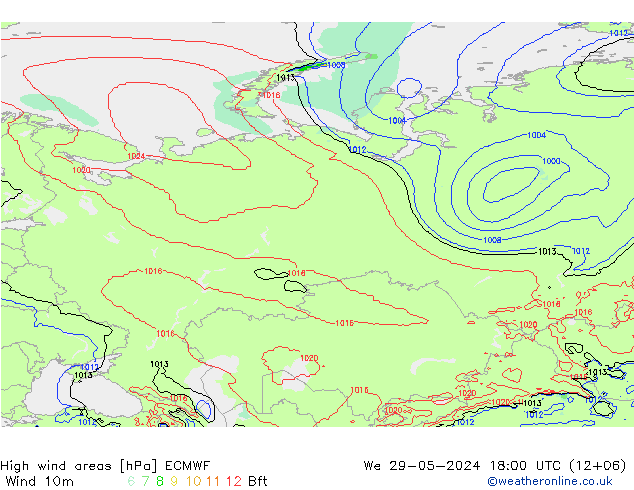 Izotacha ECMWF śro. 29.05.2024 18 UTC