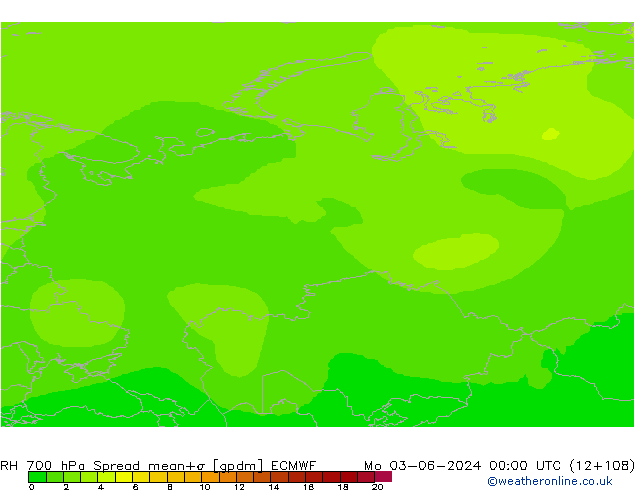 RH 700 гПа Spread ECMWF пн 03.06.2024 00 UTC