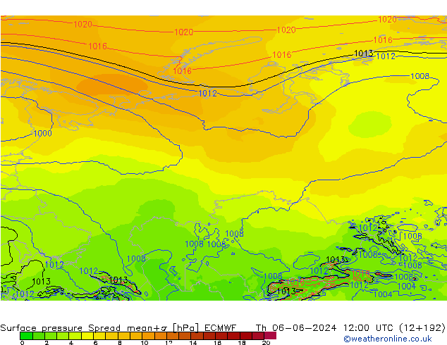 Yer basıncı Spread ECMWF Per 06.06.2024 12 UTC