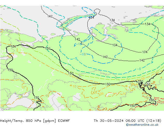 Height/Temp. 850 hPa ECMWF Th 30.05.2024 06 UTC