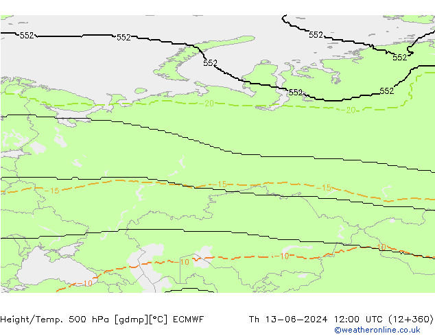 Géop./Temp. 500 hPa ECMWF jeu 13.06.2024 12 UTC