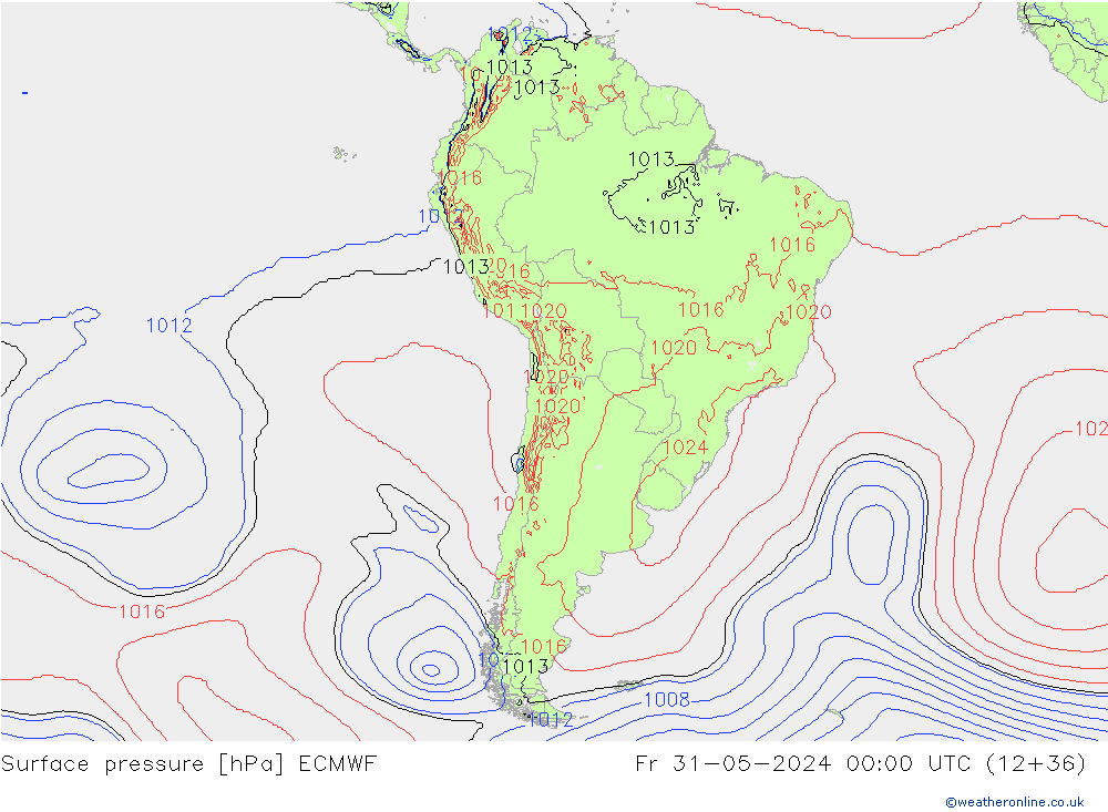 Yer basıncı ECMWF Cu 31.05.2024 00 UTC